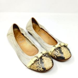 AGL ATILLO GIUSTI LEOMBRUNI SNAKESKIN LEATHER/CAP TOE BALLET FLATS size 38 - 8